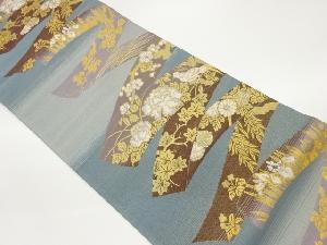 鬘帯に草花・鳥模様織出し袋帯